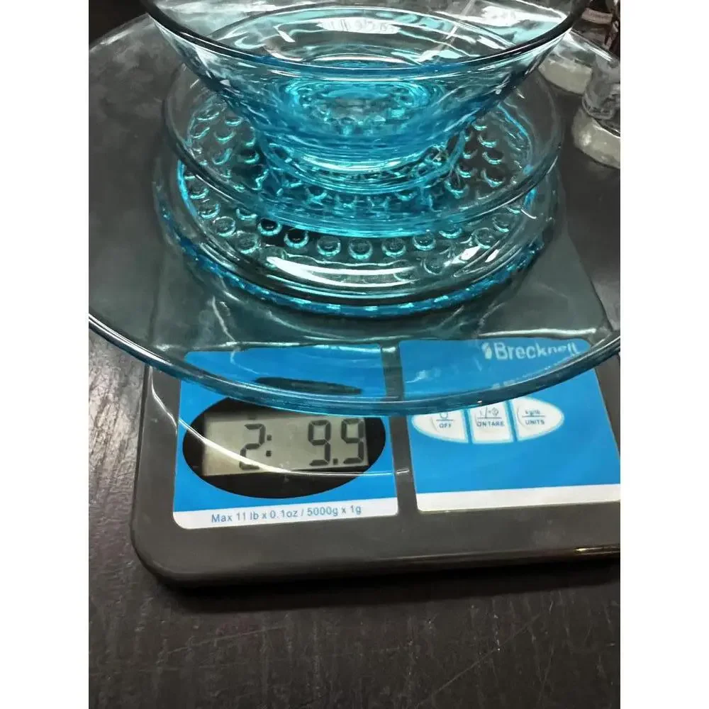 Vintage‎ Aqua Glass Dinnerware, Hazel Atlas Capri Hobnail, 3 Piece set